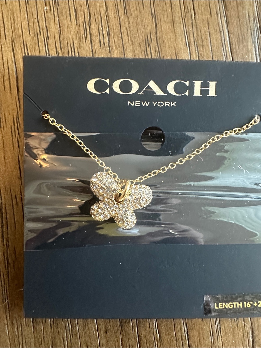 Coach Gold Pave Butterfly Pendant Necklace